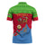 Eritrea Christmas Zipper Polo Shirt with Santa Claus Camel Sleigh National Emblem and Red Green Blue Pattern - Wonder Print Shop