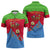 Eritrea Christmas Zipper Polo Shirt with Santa Claus Camel Sleigh National Emblem and Red Green Blue Pattern - Wonder Print Shop