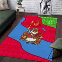 Eritrea Christmas Area Rug with African Santa Gingerbread Harp National Flag Colors and Festive Pattern Design - Wonder Print Shop