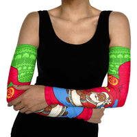 Eritrea Christmas Arm Sleeves with African Santa Gingerbread Harp National Flag Colors and Festive Pattern Design - Wonder Print Shop