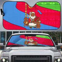 Eritrea Christmas Auto Sun Shade with African Santa Gingerbread Harp National Flag Colors and Festive Pattern Design - Wonder Print Shop