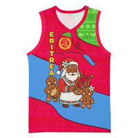 Eritrea Christmas Basketball Jersey with African Santa Gingerbread Harp National Flag Colors and Festive Pattern Design - Wonder Print Shop