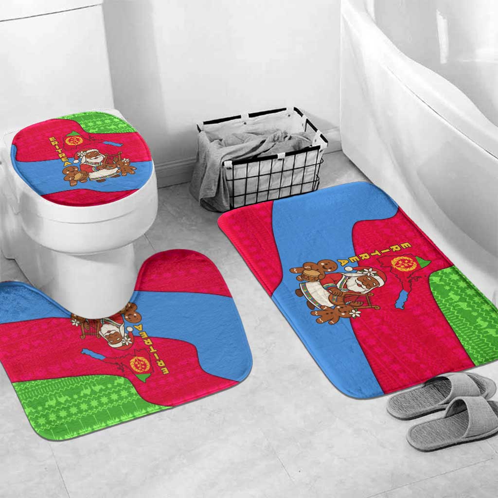 Eritrea Christmas Bathroom Set with African Santa Gingerbread Harp National Flag Colors and Festive Pattern Design - Wonder Print Shop