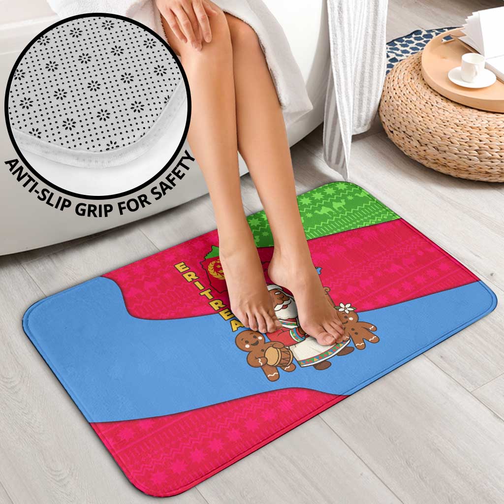 Eritrea Christmas Bathroom Set with African Santa Gingerbread Harp National Flag Colors and Festive Pattern Design - Wonder Print Shop