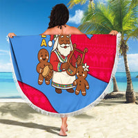 Eritrea Christmas Beach Blanket with African Santa Gingerbread Harp National Flag Colors and Festive Pattern Design - Wonder Print Shop