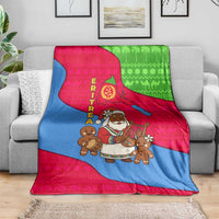 Eritrea Christmas Blanket with African Santa Gingerbread Harp National Flag Colors and Festive Pattern Design - Wonder Print Shop