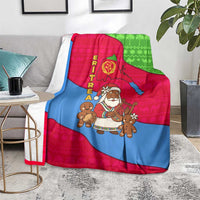 Eritrea Christmas Blanket with African Santa Gingerbread Harp National Flag Colors and Festive Pattern Design - Wonder Print Shop