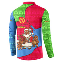 Eritrea Christmas Button Sweatshirt with African Santa Gingerbread Harp National Flag Colors and Festive Pattern Design - Wonder Print Shop