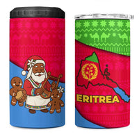 Eritrea Christmas 4 in 1 Can Cooler Tumbler with African Santa Gingerbread Harp National Flag Colors and Festive Pattern Design - Wonder Print Shop
