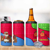 Eritrea Christmas 4 in 1 Can Cooler Tumbler with African Santa Gingerbread Harp National Flag Colors and Festive Pattern Design - Wonder Print Shop