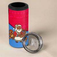 Eritrea Christmas 4 in 1 Can Cooler Tumbler with African Santa Gingerbread Harp National Flag Colors and Festive Pattern Design - Wonder Print Shop
