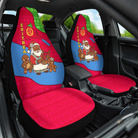 Eritrea Christmas Car Seat Cover with African Santa Gingerbread Harp National Flag Colors and Festive Pattern Design - Wonder Print Shop
