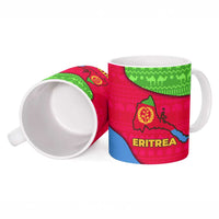 Eritrea Christmas Ceramic Mug with African Santa Gingerbread Harp National Flag Colors and Festive Pattern Design - Wonder Print Shop