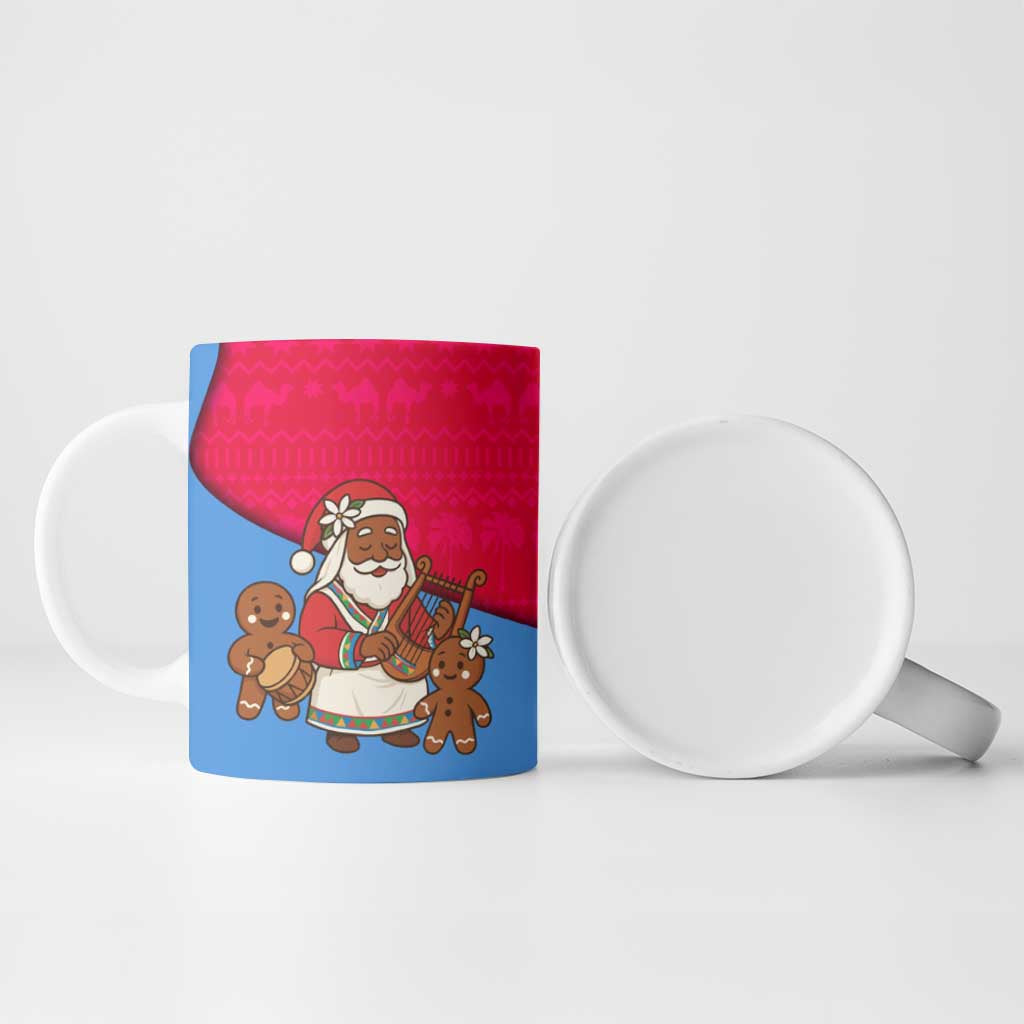 Eritrea Christmas Ceramic Mug with African Santa Gingerbread Harp National Flag Colors and Festive Pattern Design - Wonder Print Shop