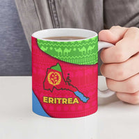 Eritrea Christmas Ceramic Mug with African Santa Gingerbread Harp National Flag Colors and Festive Pattern Design - Wonder Print Shop