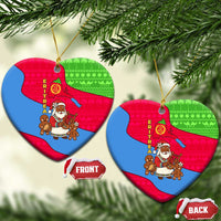 Eritrea Christmas Ceramic Ornament with African Santa Gingerbread Harp National Flag Colors and Festive Pattern Design - Wonder Print Shop