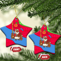 Eritrea Christmas Ceramic Ornament with African Santa Gingerbread Harp National Flag Colors and Festive Pattern Design - Wonder Print Shop