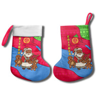 Eritrea Christmas Stocking with African Santa Gingerbread Harp National Flag Colors and Festive Pattern Design - Wonder Print Shop
