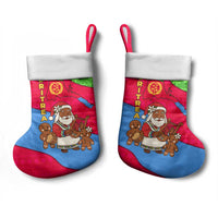 Eritrea Christmas Stocking with African Santa Gingerbread Harp National Flag Colors and Festive Pattern Design - Wonder Print Shop