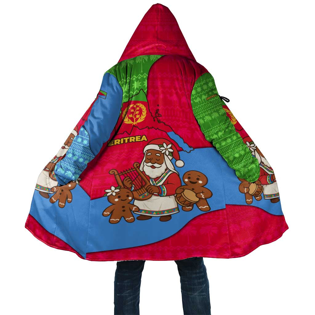 Eritrea Christmas Cloak with African Santa Gingerbread Harp National Flag Colors and Festive Pattern Design - Wonder Print Shop