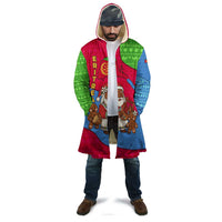 Eritrea Christmas Cloak with African Santa Gingerbread Harp National Flag Colors and Festive Pattern Design - Wonder Print Shop