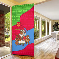 Eritrea Christmas Door Cover with African Santa Gingerbread Harp National Flag Colors and Festive Pattern Design - Wonder Print Shop