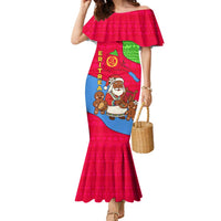 Eritrea Christmas Family Matching Mermaid Dress and Hawaiian Shirt with African Santa Gingerbread Harp National Flag Colors and Festive Pattern Design - Wonder Print Shop