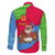 Eritrea Christmas Family Matching Off The Shoulder Long Sleeve Dress and Hawaiian Shirt with African Santa Gingerbread Harp National Flag Colors and Festive Pattern Design - Wonder Print Shop