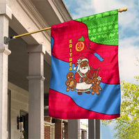 Eritrea Christmas Garden Flag with African Santa Gingerbread Harp National Flag Colors and Festive Pattern Design - Wonder Print Shop