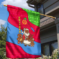 Eritrea Christmas Garden Flag with African Santa Gingerbread Harp National Flag Colors and Festive Pattern Design - Wonder Print Shop