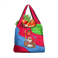 Eritrea Christmas Grocery Bag with African Santa Gingerbread Harp National Flag Colors and Festive Pattern Design - Wonder Print Shop