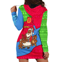 Eritrea Christmas Hoodie Dress with African Santa Gingerbread Harp National Flag Colors and Festive Pattern Design - Wonder Print Shop