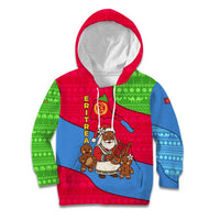 Eritrea Christmas Kid Hoodie with African Santa Gingerbread Harp National Flag Colors and Festive Pattern Design - Wonder Print Shop