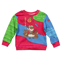 Eritrea Christmas Kid Ugly Christmas Sweater with African Santa Gingerbread Harp National Flag Colors and Festive Pattern Design - Wonder Print Shop