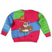 Eritrea Christmas Kid Ugly Christmas Sweater with African Santa Gingerbread Harp National Flag Colors and Festive Pattern Design - Wonder Print Shop