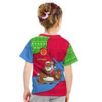 Eritrea Christmas Kid T Shirt with African Santa Gingerbread Harp National Flag Colors and Festive Pattern Design - Wonder Print Shop