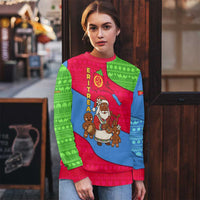 Eritrea Christmas Ugly Christmas Sweater with African Santa Gingerbread Harp National Flag Colors and Festive Pattern Design - Wonder Print Shop