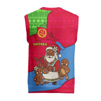 Eritrea Christmas Knitted V-Neck Vest with African Santa Gingerbread Harp National Flag Colors and Festive Pattern Design - Wonder Print Shop