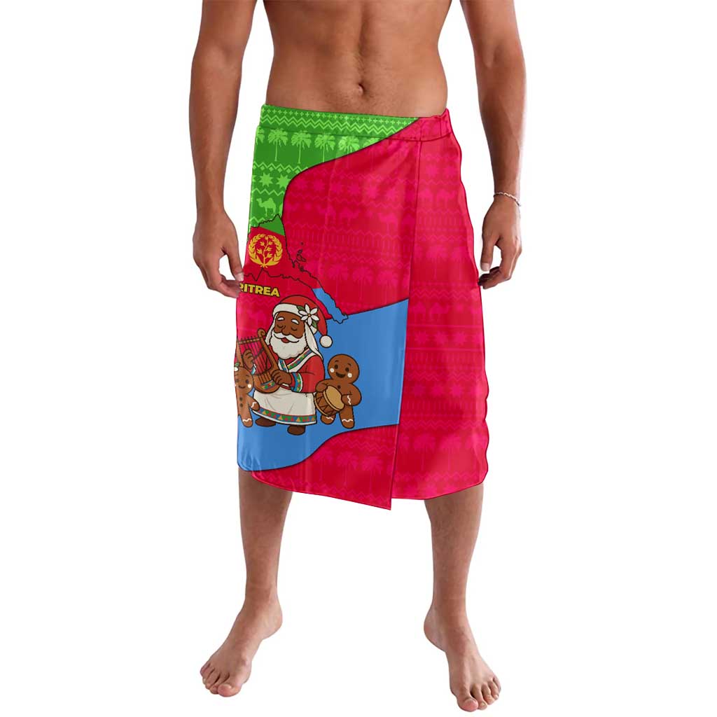 Eritrea Christmas Lavalava with African Santa Gingerbread Harp National Flag Colors and Festive Pattern Design - Wonder Print Shop