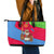 Eritrea Christmas Leather Tote Bag with African Santa Gingerbread Harp National Flag Colors and Festive Pattern Design - Wonder Print Shop