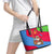 Eritrea Christmas Leather Tote Bag with African Santa Gingerbread Harp National Flag Colors and Festive Pattern Design - Wonder Print Shop