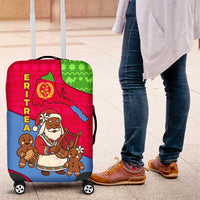 Eritrea Christmas Luggage Cover with African Santa Gingerbread Harp National Flag Colors and Festive Pattern Design - Wonder Print Shop