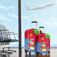 Eritrea Christmas Luggage Cover with African Santa Gingerbread Harp National Flag Colors and Festive Pattern Design - Wonder Print Shop