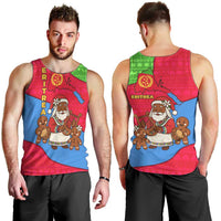 Eritrea Christmas Men Tank Top with African Santa Gingerbread Harp National Flag Colors and Festive Pattern Design - Wonder Print Shop