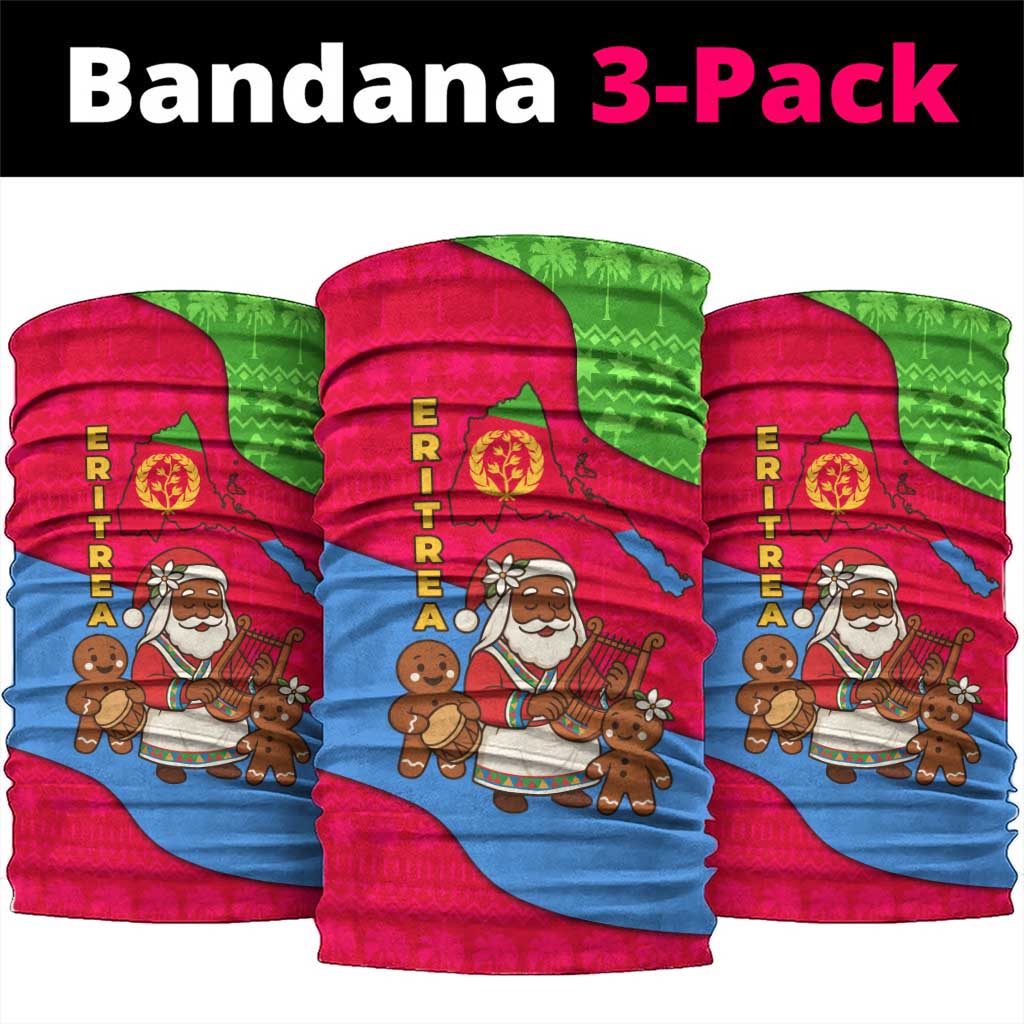 Eritrea Christmas Neck Gaiter with African Santa Gingerbread Harp National Flag Colors and Festive Pattern Design - Wonder Print Shop