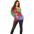 Eritrea Christmas Off Shoulder Sweater with African Santa Gingerbread Harp National Flag Colors and Festive Pattern Design - Wonder Print Shop