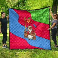 Eritrea Christmas Quilt with African Santa Gingerbread Harp National Flag Colors and Festive Pattern Design - Wonder Print Shop