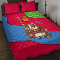 Eritrea Christmas Quilt Bed Set with African Santa Gingerbread Harp National Flag Colors and Festive Pattern Design - Wonder Print Shop