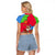 Eritrea Christmas Raglan Cropped T Shirt with African Santa Gingerbread Harp National Flag Colors and Festive Pattern Design - Wonder Print Shop