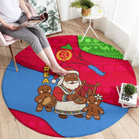 Eritrea Christmas Round Carpet with African Santa Gingerbread Harp National Flag Colors and Festive Pattern Design - Wonder Print Shop